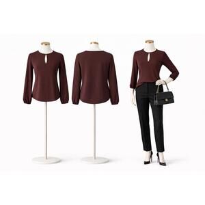 Ann Taylor Women’s Blouse Size S Purple Long Sleeve Keyhole Stretch Top